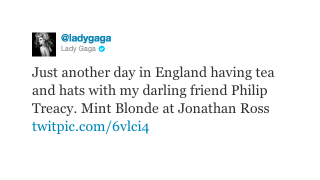 Illustration for article titled Lady Gaga Currently Sporting 'Mint Blonde' Hair Color